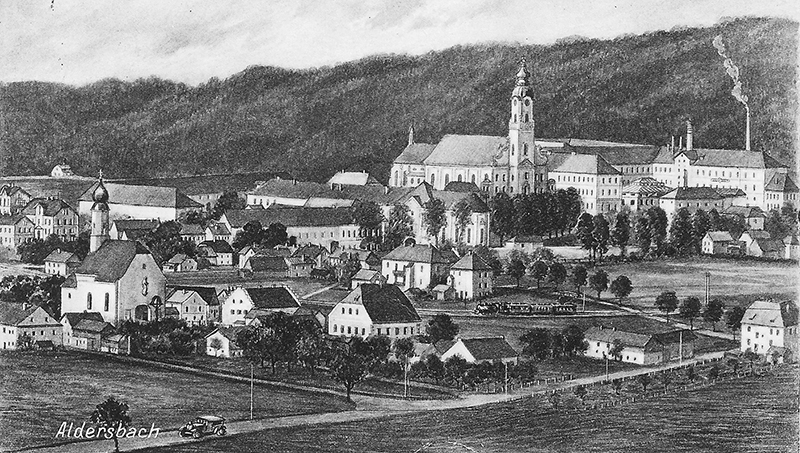 Ansicht St. Peter und ehemaliges Kloster Aldersbach ca. 1936
