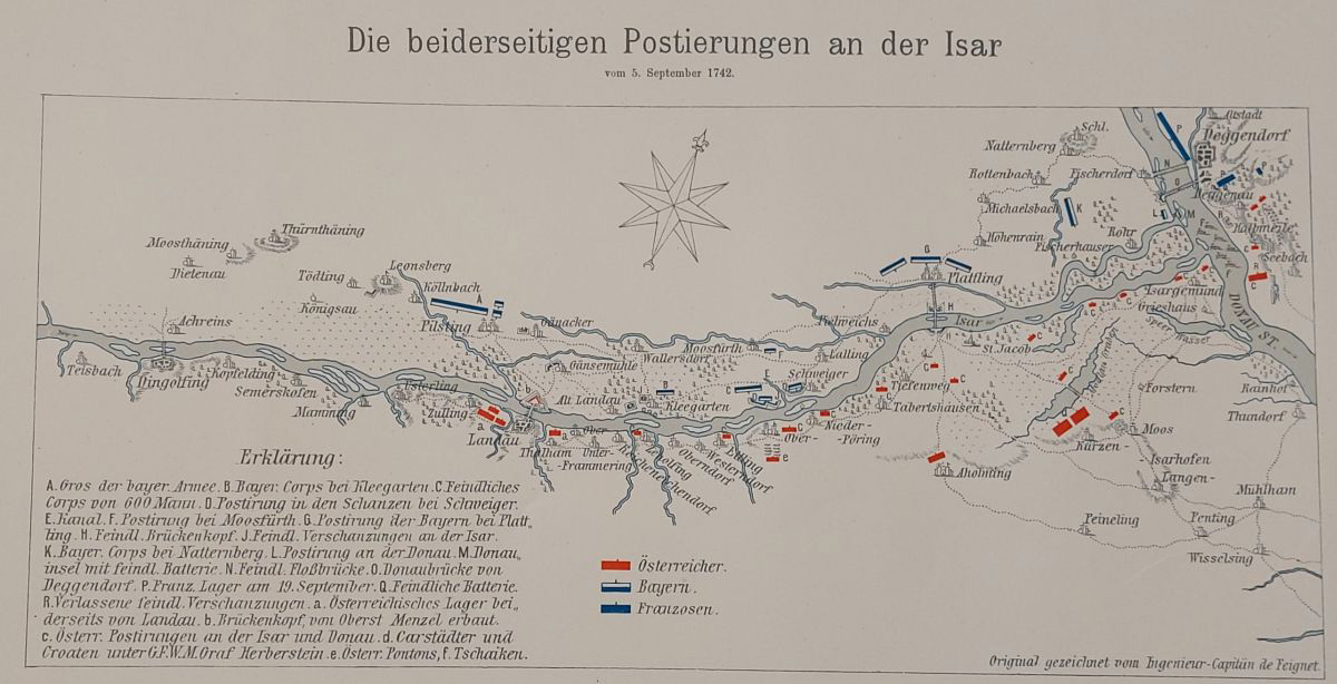 Die beiderseitigen Positionierungen an der Isar 05.09.1742