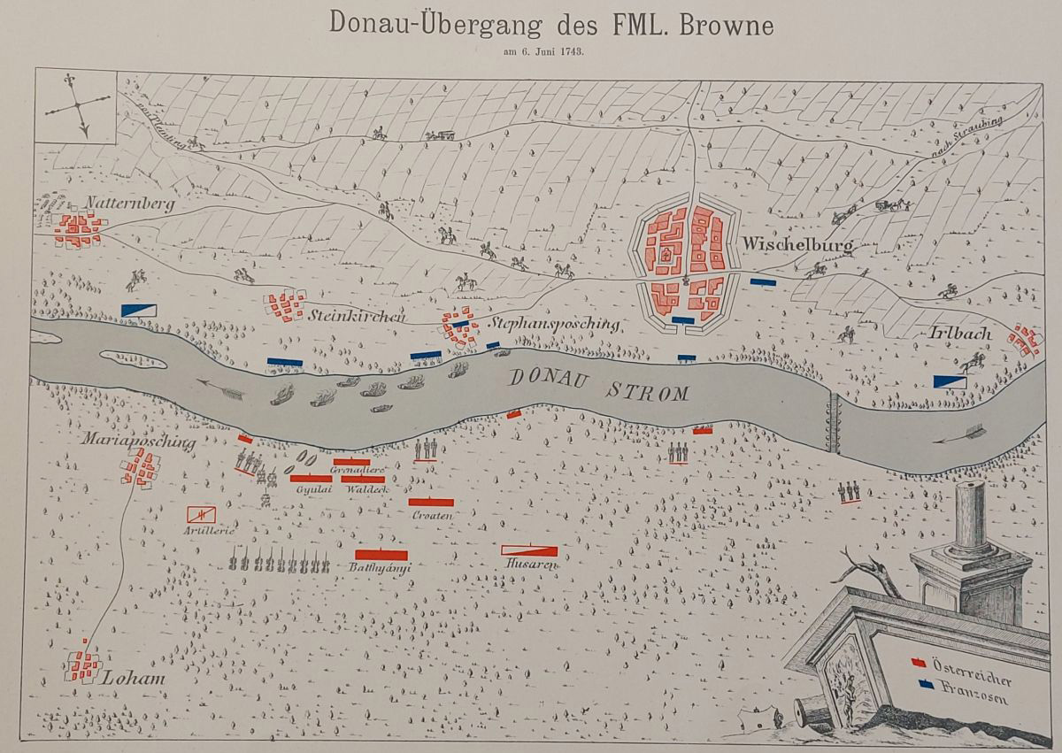 Donauübergang bei Stephansposching des FML Browne 06.06.1743