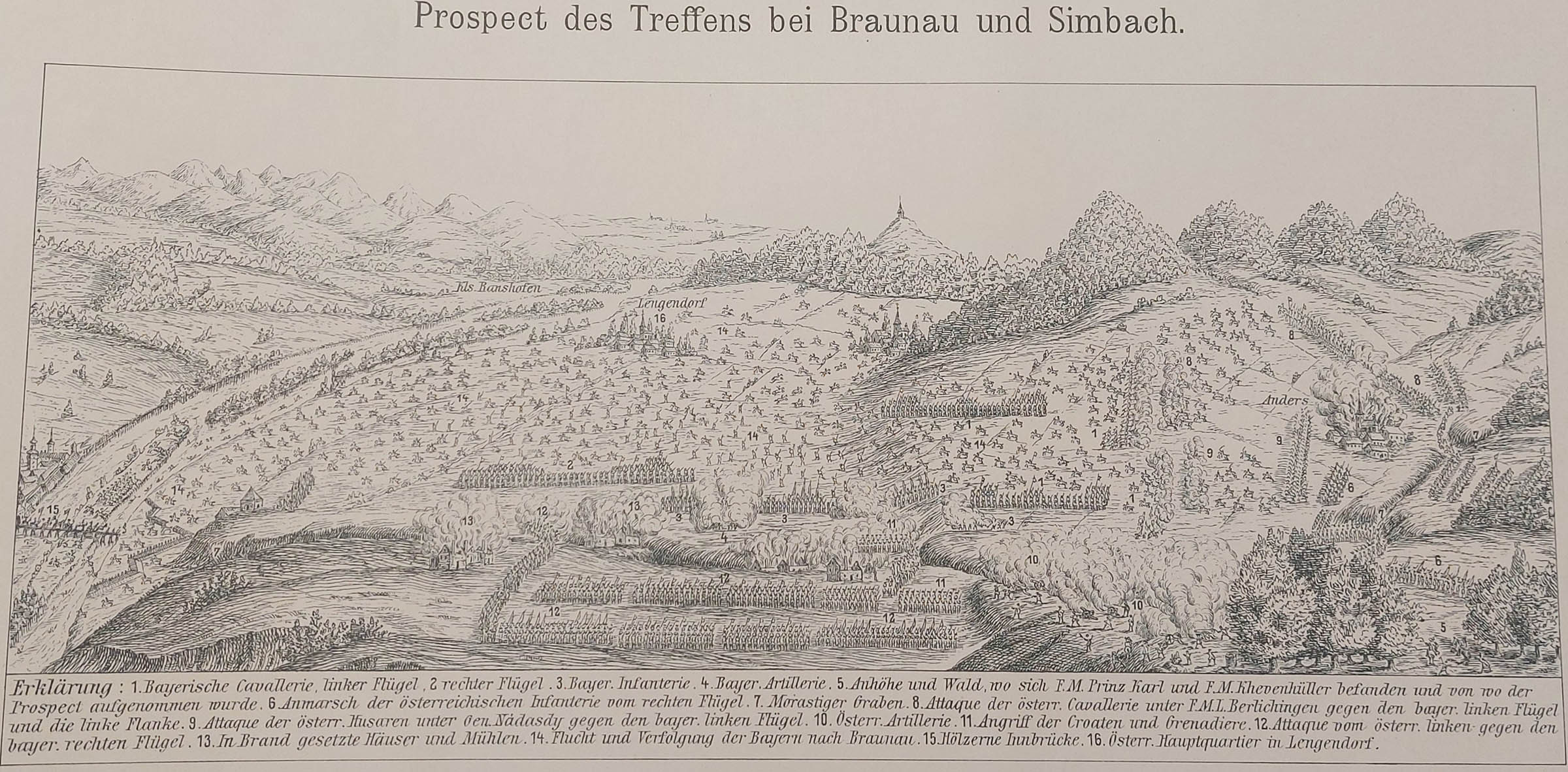 Prospekt des Treffens bei Braunau und Simbach 09.05.1743