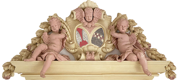 Supraporte mit den Wappen des Klosters Aldersbach und des Zisterzienserordens, vor 1706