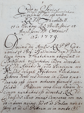 Trauerordnung Abt Theobald II. Reitwinkler. © BayHStA, Kloster Aldersbach Archivalien 517 