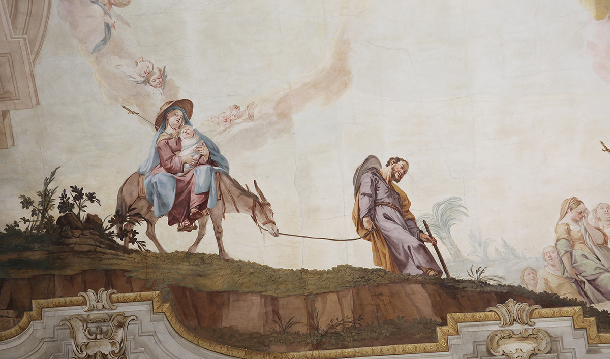 Deckenfresko der Portenkapelle: Flucht aus Ägypten